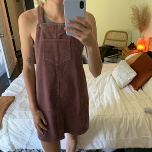 Corduroy pink overall dress